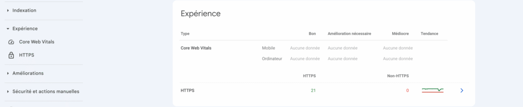 screenshot core web vitals google search console