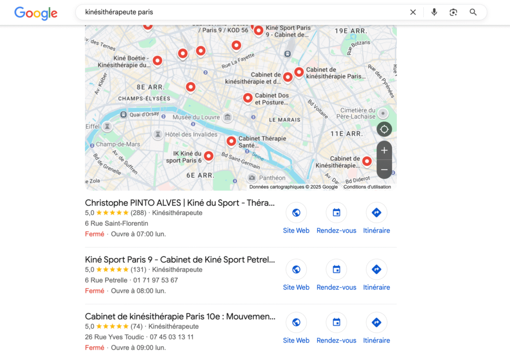 seo local pour kiné