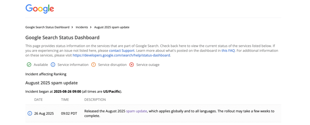 Google Spam Update août 2025